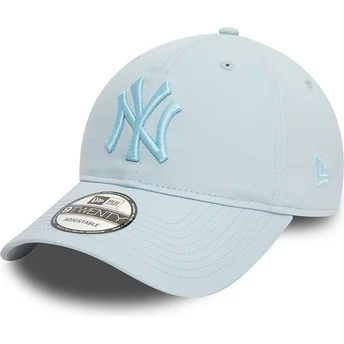 Justerbar ljusblå böjd keps med blått logo 9TWENTY League Essential från New York Yankees MLB av New Era