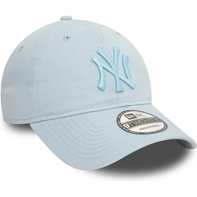 ljusbla-bojd-justerbar-keps-med-bla-logotyp-9twenty-league-essential-fran-new-york-yankees-mlb-av-new-era
