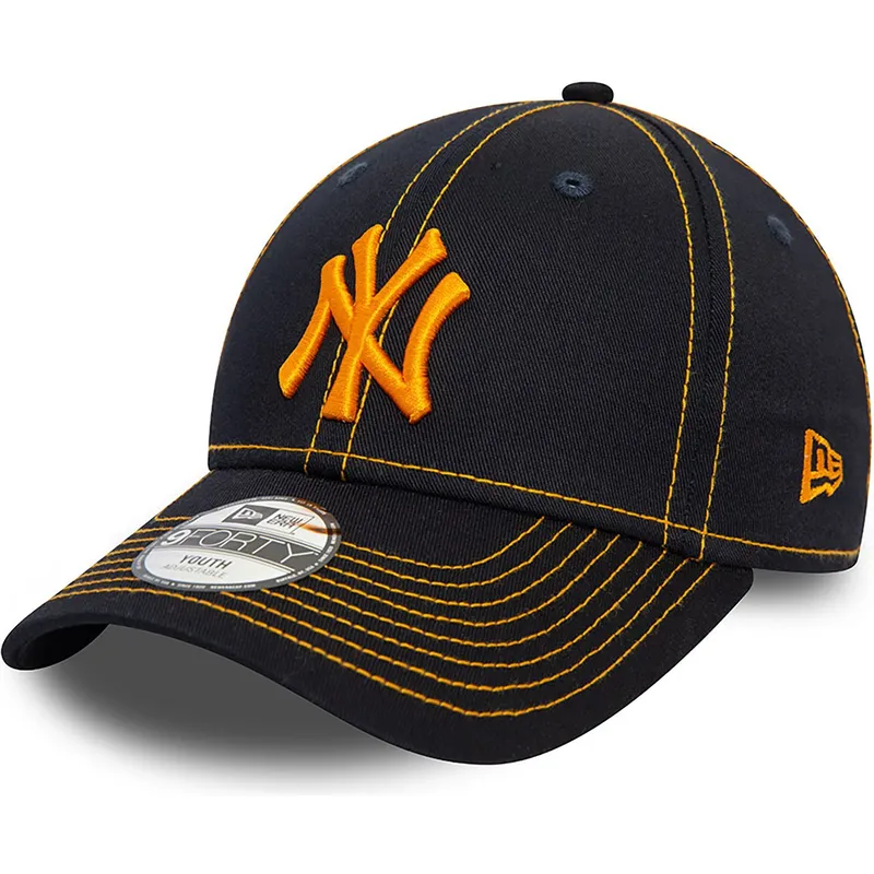 marinbla-bojd-justerbar-keps-med-orange-logotyp-for-barn-9forty-stitch-new-york-yankees-mlb-fran-new-era