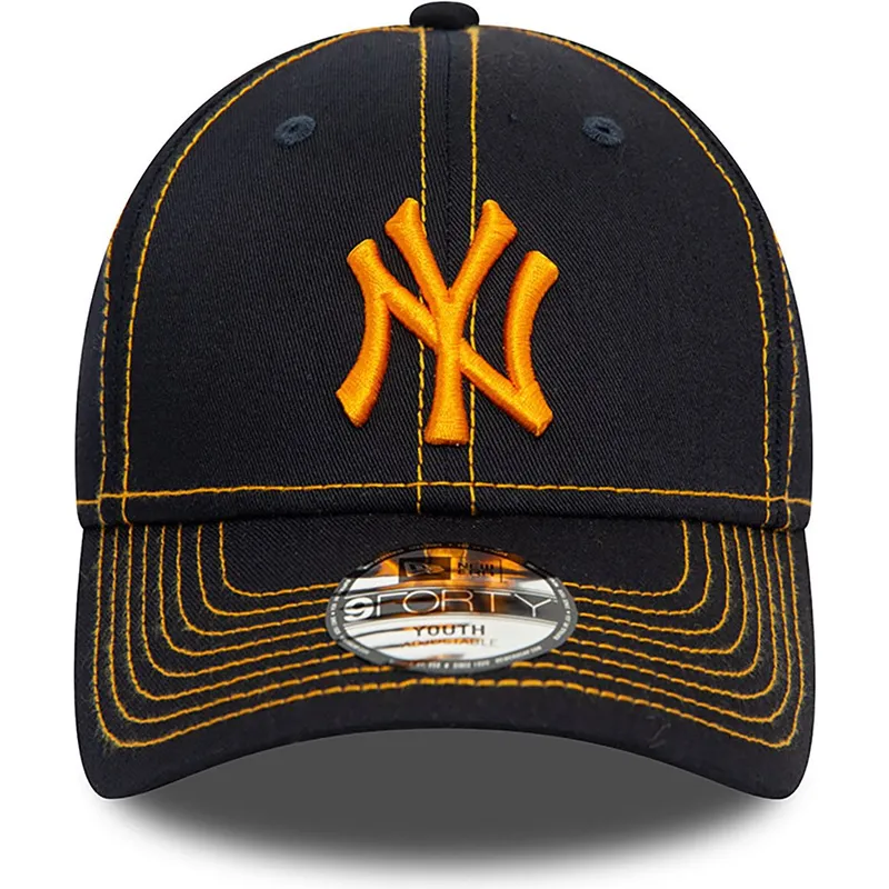 marinbla-bojd-justerbar-keps-med-orange-logotyp-for-barn-9forty-stitch-new-york-yankees-mlb-fran-new-era