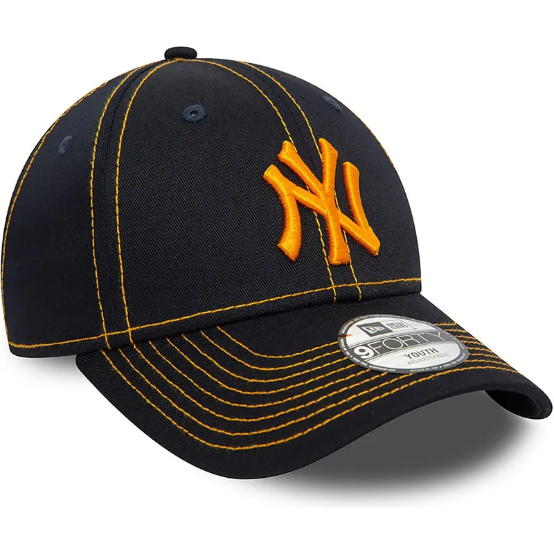 marinbla-bojd-justerbar-keps-med-orange-logotyp-for-barn-9forty-stitch-new-york-yankees-mlb-fran-new-era