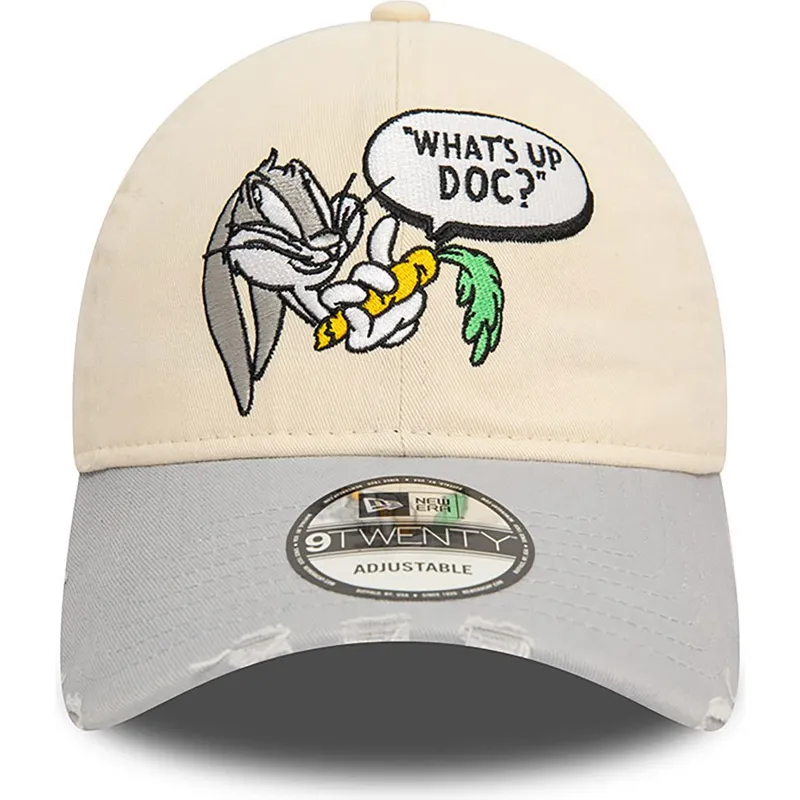 justerbar-beige-och-gra-bojd-keps-9twenty-washed-med-bugs-bunny-looney-tunes-fran-new-era