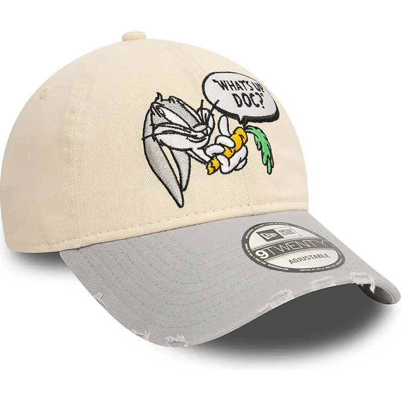 justerbar-beige-och-gra-bojd-keps-9twenty-washed-med-bugs-bunny-looney-tunes-fran-new-era