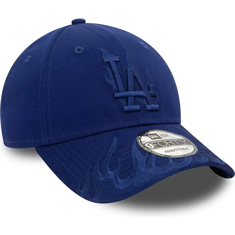 kepsar-curva-bla-justerbart-band-9forty-flame-fran-los-angeles-dodgers-mlb-av-new-era