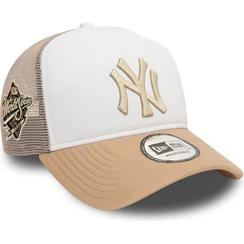 Vit och beige A Frame World Series truckerkeps från New York Yankees MLB av New Era