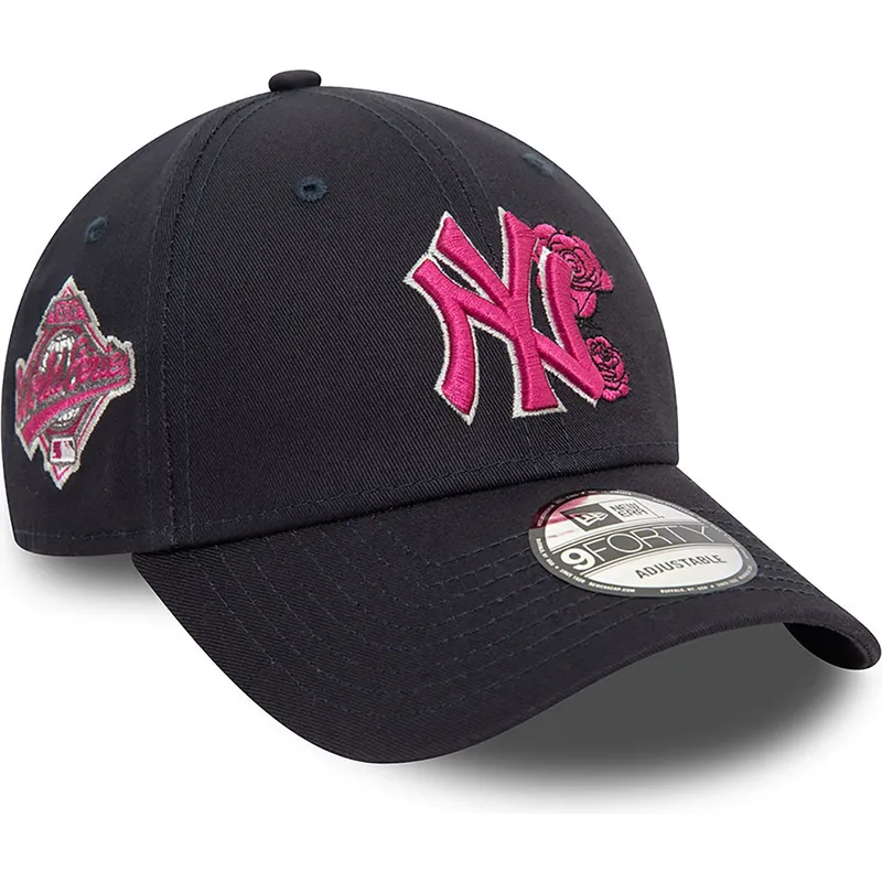 marinbla-bojd-justerbar-keps-med-rosa-logotyp-9forty-flower-icon-fran-new-york-yankees-mlb-av-new-era