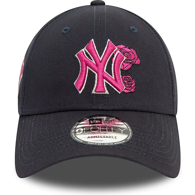 marinbla-bojd-justerbar-keps-med-rosa-logotyp-9forty-flower-icon-fran-new-york-yankees-mlb-av-new-era