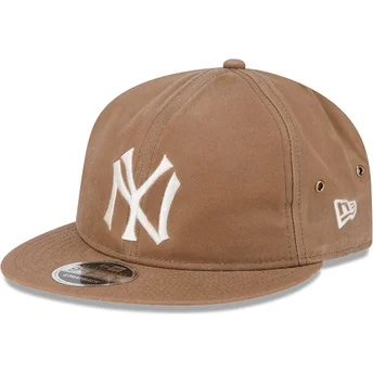 Justerbar brun platt keps 9FIFTY Waxed Canvas från New York Yankees MLB av New Era