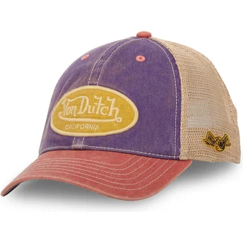 Violetta, beige och röd MAC7 truckerkeps från Von Dutch