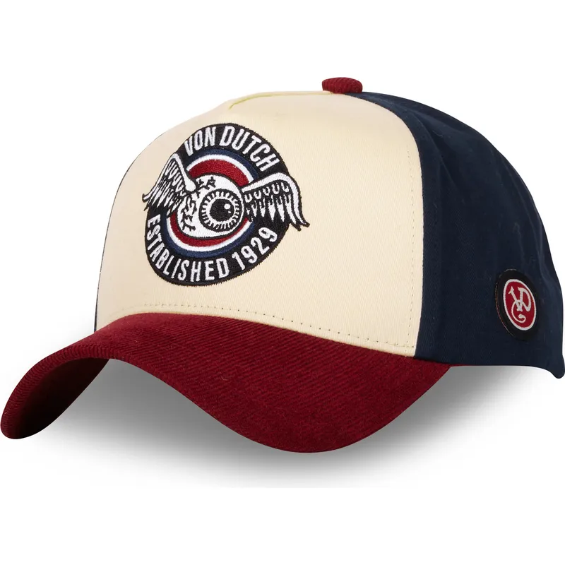 bojd-keps-beige-bla-och-rod-snapback-vint02-fran-von-dutch