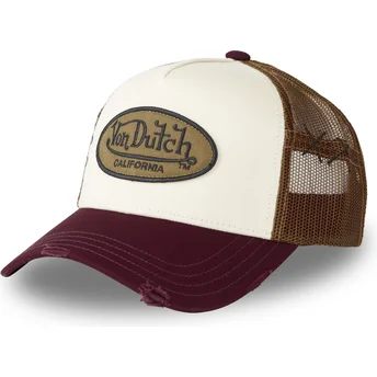 Beige, brun och röd MUBU truckerkeps från Von Dutch