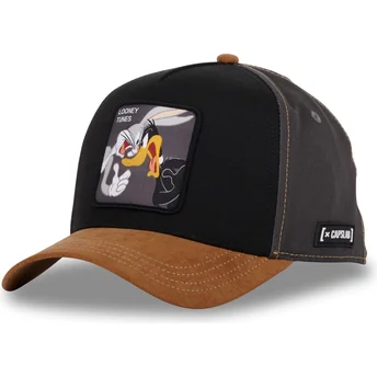 Svart och brun böjd snapback-keps med Bugs Bunny och Daffy Duck LOO10 BAD Looney Tunes från Capslab