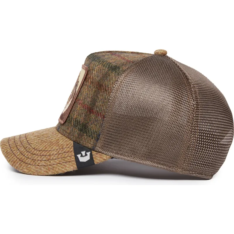 truckerkeps-brun-lejon-king-moon-lion-uk-plaid-the-farm-fran-goorin-bros
