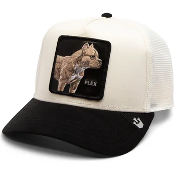 goorin-bros-the-farm-flex-the-suede-pitbull-beige-och-svart-truckerkeps-med-pitbullmotiv
