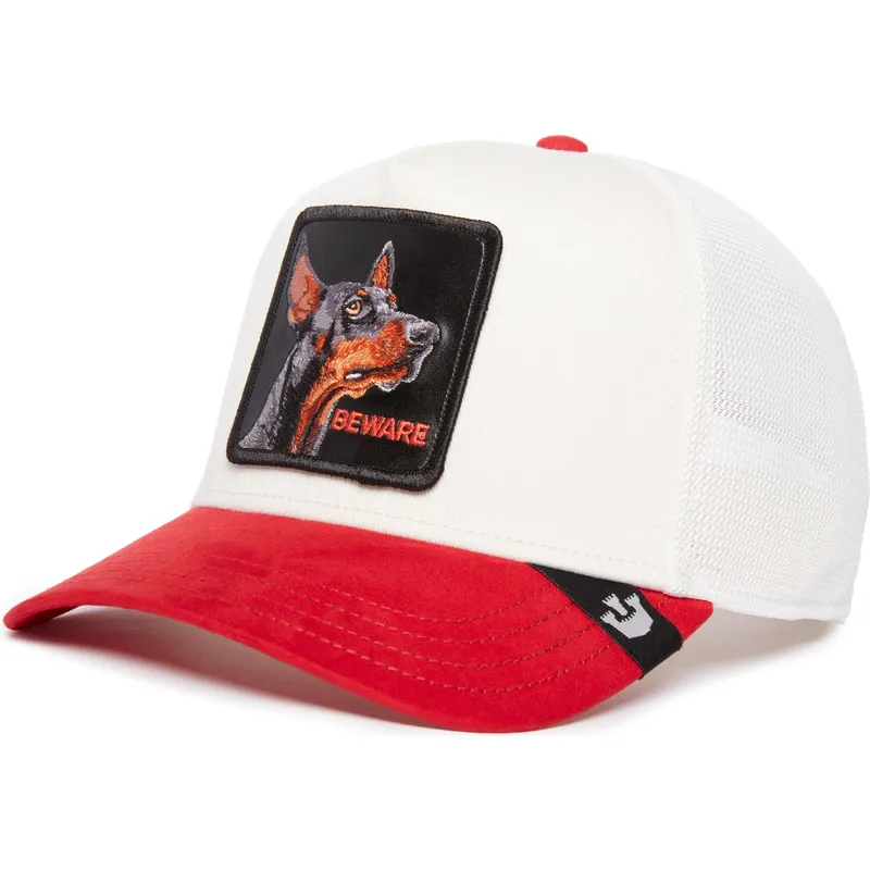 goorin-bros-the-farm-vit-och-rod-truckerkeps-med-dobermann-beware-the-suede-doberman