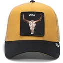 gul-och-svart-trucker-keps-tjur-the-dead-skull-eco-brutalism-the-farm-fran-goorin-bros