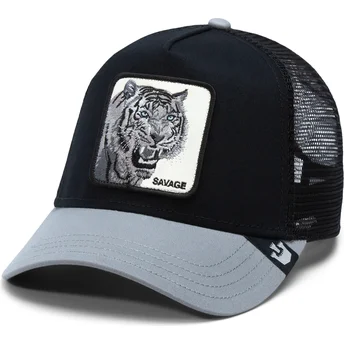 goorin-bros-svart-och-gra-truckerkeps-med-tiger-the-savage-tiger-big-cats-the-farm