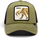 goorin-bros-fierce-cat-teefs-extinct-the-farm-gron-och-svart-sabeltandad-katt-truckerkeps-for-barn
