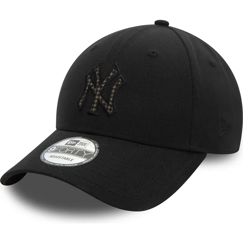 svart-justerbar-kurvad-keps-9forty-check-infill-fran-new-york-yankees-mlb-av-new-era