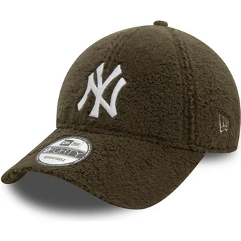 New Era New York Yankees MLB 9FORTY Borg grön justerbar böjd keps
