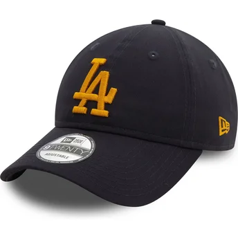 Justerbar marinblå kurvad keps med gult logotyp 9TWENTY League Essential från Los Angeles Dodgers MLB av New Era