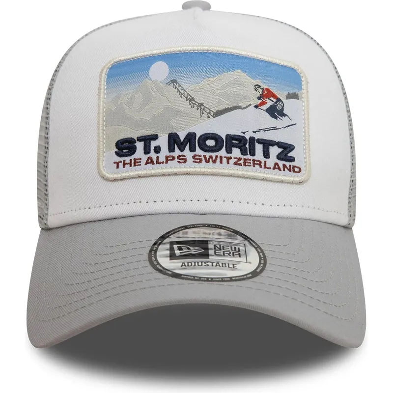 gra-trucker-keps-a-frame-ski-patch-fran-st-moritz-stader-och-strander-fran-new-era