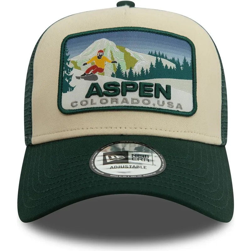gron-trucker-keps-a-frame-ski-patch-fran-aspen-stader-och-strander-av-new-era