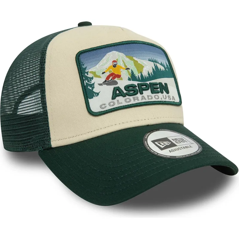 gron-trucker-keps-a-frame-ski-patch-fran-aspen-stader-och-strander-av-new-era