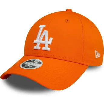 Justerbar orange böjd keps för kvinnor 9FORTY League Essential från Los Angeles Dodgers MLB av New Era