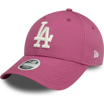 Justerbar rosa böjd keps för kvinnor 9FORTY League Essential från Los Angeles Dodgers MLB av New Era