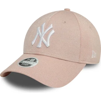 Justerbar rosa kurvad keps för kvinnor 9FORTY Glitter från New York Yankees MLB av New Era