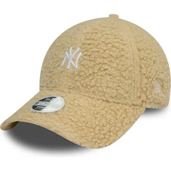 Justerbar beige kurvkeps för kvinnor 9FORTY Borg New York Yankees MLB från New Era