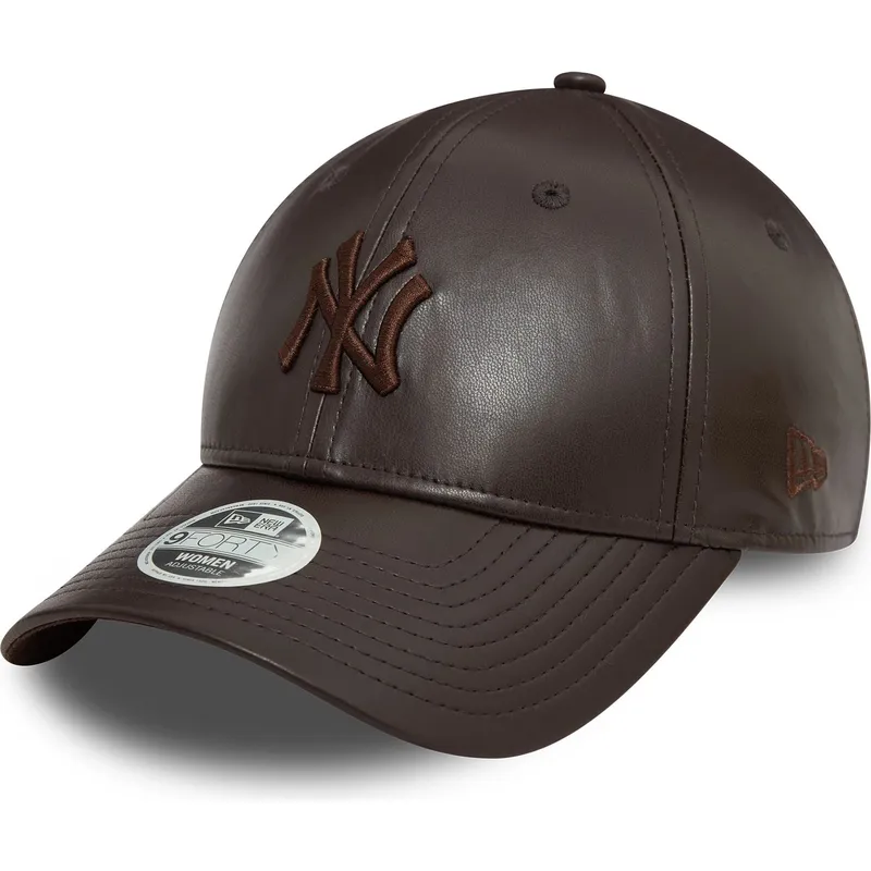 new-era-new-york-yankees-mlb-9forty-midi-pu-justerbar-brun-kurvad-keps-for-kvinnor-med-brunt-logo