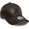 new-era-new-york-yankees-mlb-9forty-midi-pu-justerbar-brun-kurvad-keps-for-kvinnor-med-brunt-logo