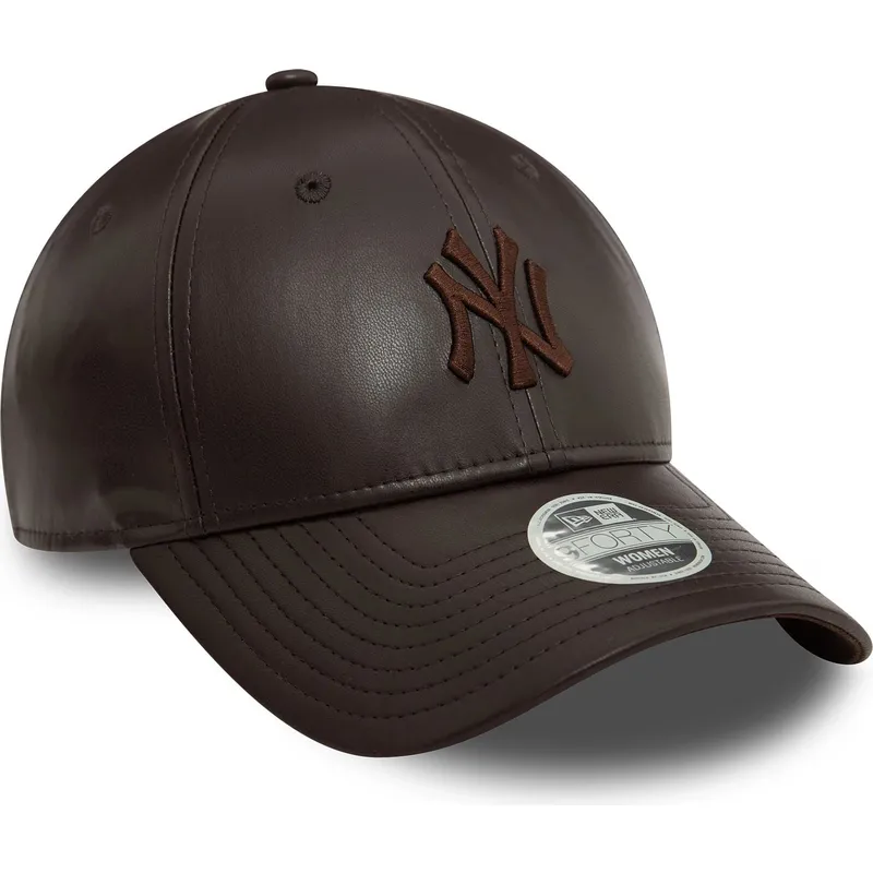 new-era-new-york-yankees-mlb-9forty-midi-pu-justerbar-brun-kurvad-keps-for-kvinnor-med-brunt-logo