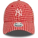 justerbar-rosa-kurvkeps-for-kvinnor-9forty-houndstooth-new-york-yankees-mlb-fran-new-era