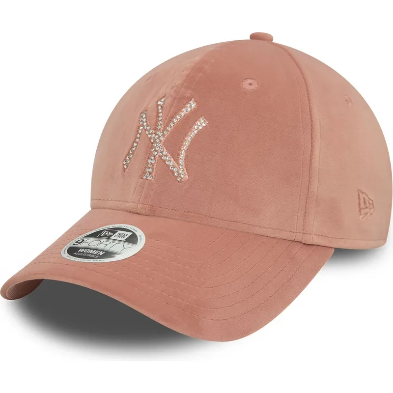 justerbar-rosa-kurvad-keps-for-dam-9forty-velour-diamante-fran-new-york-yankees-mlb-av-new-era