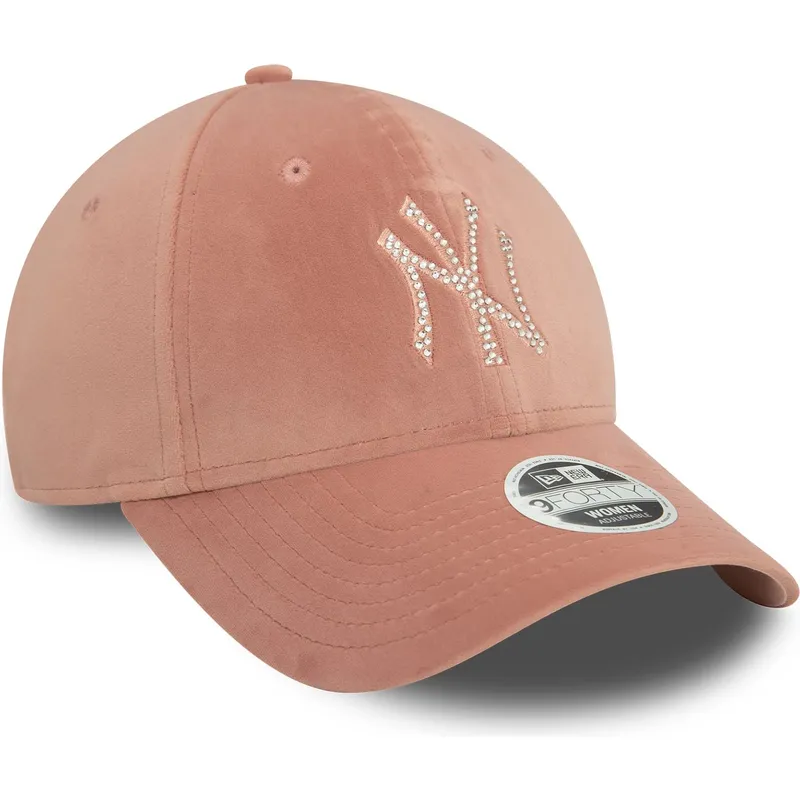 justerbar-rosa-kurvad-keps-for-dam-9forty-velour-diamante-fran-new-york-yankees-mlb-av-new-era