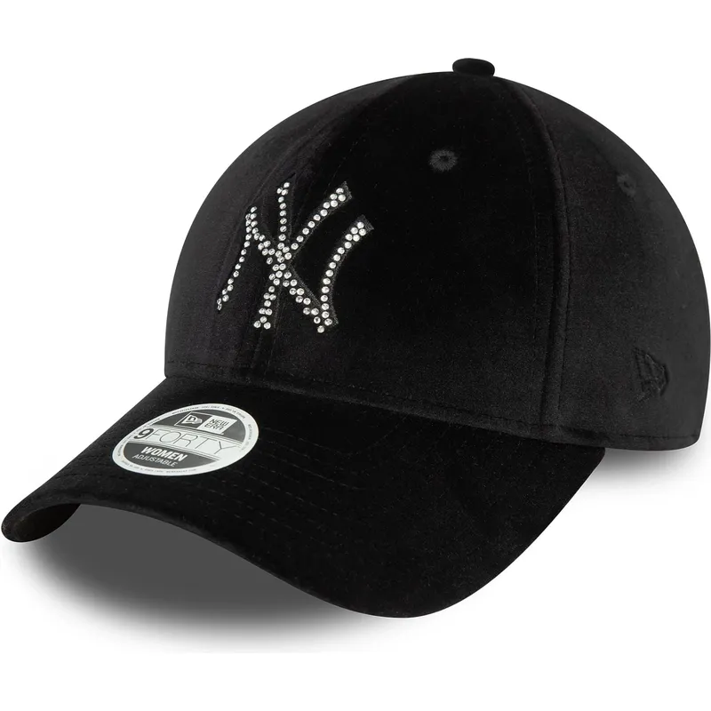 svart-bojd-justerbar-keps-for-dam-9forty-velour-diamante-fran-new-york-yankees-mlb-av-new-era