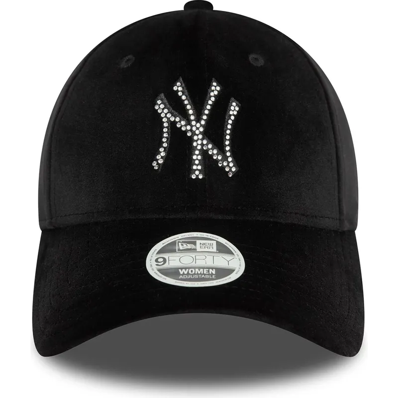 svart-bojd-justerbar-keps-for-dam-9forty-velour-diamante-fran-new-york-yankees-mlb-av-new-era