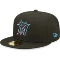 svart-platt-keps-justerad-59fifty-ac-perf-fran-miami-marlins-mlb-av-new-era