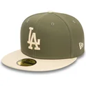 los-angeles-dodgers-mlb-new-era-59fifty-side-patch-gron-och-beige-justerad-flat-keps