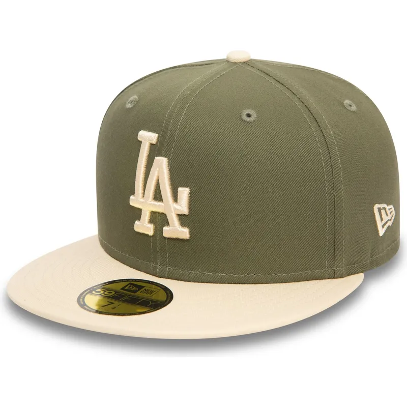 los-angeles-dodgers-mlb-new-era-59fifty-side-patch-gron-och-beige-justerad-flat-keps