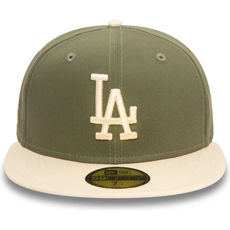 los-angeles-dodgers-mlb-new-era-59fifty-side-patch-gron-och-beige-justerad-flat-keps