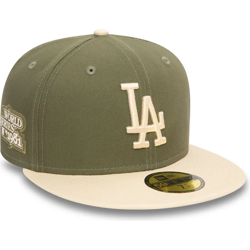 los-angeles-dodgers-mlb-new-era-59fifty-side-patch-gron-och-beige-justerad-flat-keps