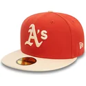oakland-athletics-mlb-59fifty-side-patch-orange-och-beige-justerbar-platt-keps-fran-new-era