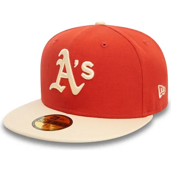 Justerad orange och beige 59FIFTY sidosömkeps från Oakland Athletics MLB av New Era