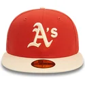 gorra-plana-naranja-y-beige-ajustada-59fifty-side-patch-de-oakland-athletics-mlb-de-new-era