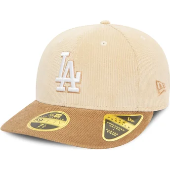 Beige och brun justerbar 59FIFTY Low Profile Cord keps från Los Angeles Dodgers MLB av New Era