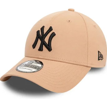 Beige justerbar böjd keps med svart logotyp 39THIRTY League Essential från New York Yankees MLB av New Era